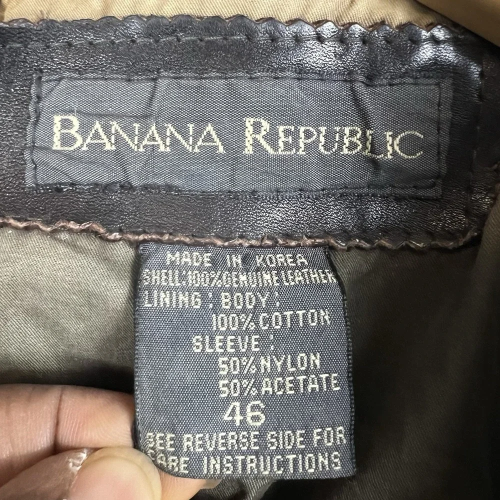 Banana Republic Vintage Leather Flight Jacket Brown Bomber Mens 46 Aviator